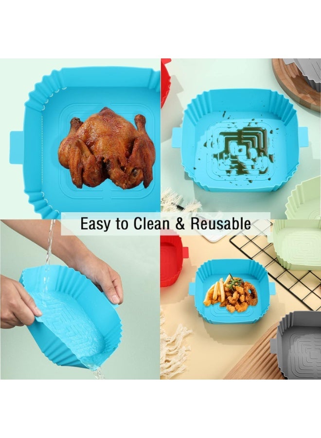 السيليكون الهواء المقلية بطانات, 4PCS الهواء المقلية السيليكون إعادة الاستخدام بطانات مربع,الغذاء الآمن الهواء المقلية فرن اكسسوارات,استبدال ورق بطانة اللوحة القابلة للاشتعال,وعاء علبة الخبز السيليكون - Image 5